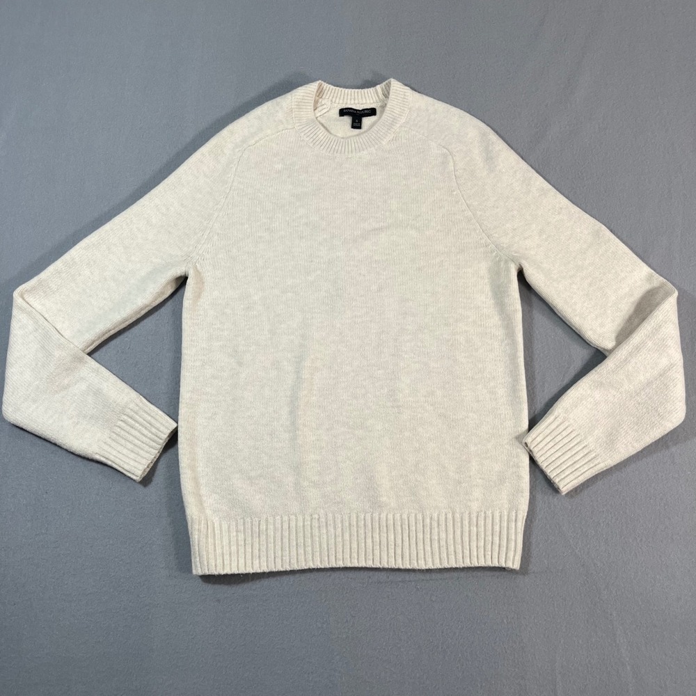 Banana Republic Cream Marled Crew Neck Raglan Sweater Size‎ S